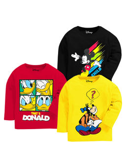Kuchipoo - Disney Boys Full Sleeves Regular Fit Multi-Color T-Shirts (Pack of 3)