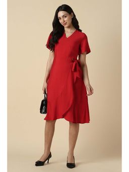 Allen Solly - Women Red Solid Casual Dress