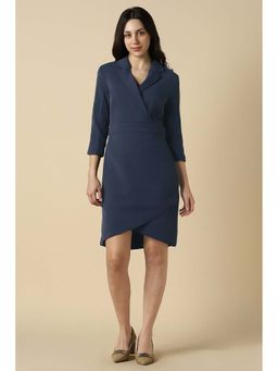 Allen Solly - Women Navy Blue Solid Formal Dress