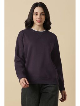 Allen Solly - Women Purple Solid Round Neck Sweatshirt