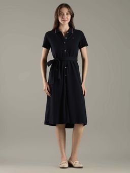 Tommy Hilfiger - Cotton Polo Collar Shirt Dress with Belt