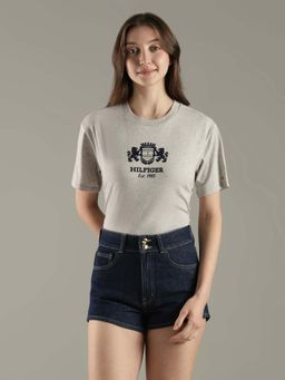 Tommy Hilfiger - Grey Regular Fit Cotton T-Shirt