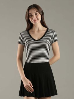 Tommy Hilfiger - Black Striped Slim Fit Cotton T-Shirt