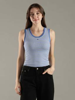 Tommy Hilfiger - Blue Striped Slim Fit Cotton T-Shirt
