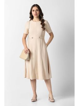 Van Heusen - Women Beige Solid Formal Dress