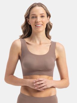 Jockey - 1839 Wirefree Padded Soft Touch Microfiber Elastane Lounge Bra - Deep Taupe