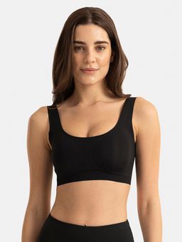Jockey - 1840 Wirefree Padded Microfiber Elastane Bonded Tech Lounge Bra - Black