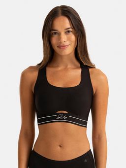 Jockey - 1843 Wirefree Padded Soft Touch Microfiber Bonded Tech Slip-On Bra - Black