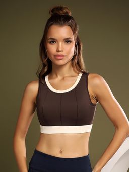BRACHY - Women Brown 360 Degree Full Coverage High Impact Workout Full Sports Bra.