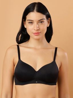 SOIE - Women Padded Non Wired Full Coverage T-Shirt Bra Black