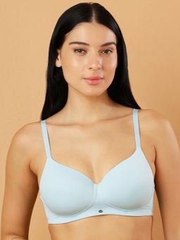 SOIE - Women Padded Non Wired Full Coverage T-Shirt Bra Blue