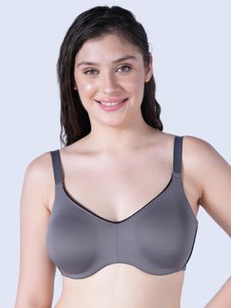SOIE - Women Non Padded Wired Full Coverage Minimiser Bra Grey