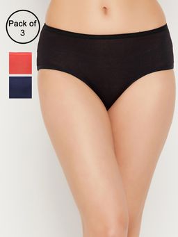 Clovia - Modal Printed High Waist Hipster Panty With Inner Elastic Multi-Color (Pack of 3)