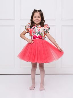 THE PONY & PEONY CO. - Coral Floral Net Dress