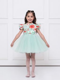 THE PONY & PEONY CO. - Green Floral Net Dress