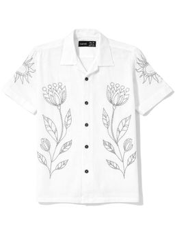 CAVIO - Boys Floral Printed Casual Shirt-White