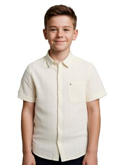 CHARCHIT - Boys Solid Casual Shirt With Chest Pocket-Cream