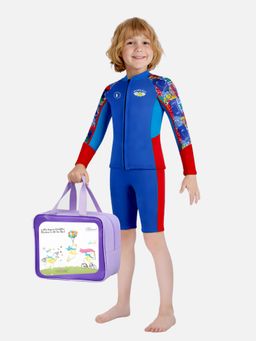 Little Surprise Box - Dive 2-Piece Cobalt Red Jacket and Shorts Swimsuit