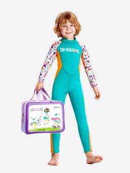 Little Surprise Box - Dive Green Nautical Full Length Swimsuit With Washbag