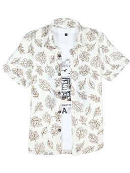 CHARCHIT - Boys Printed Casual Shirt With T-shirt-Off White