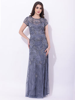 DEBONATELLA - Blue Embellished Ezra Evening Gown