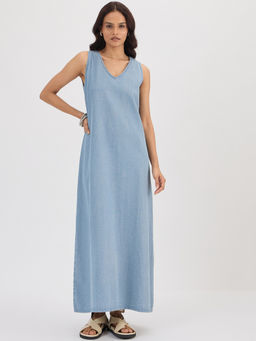 Femmella - Light Blue Denim Maxi Dress