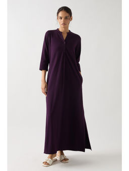 Femmella - Purple Seersucker Cotton Maxi Dress