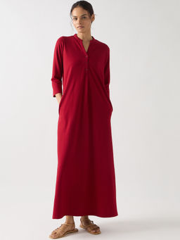 Femmella - Red Seersucker Cotton Maxi Dress