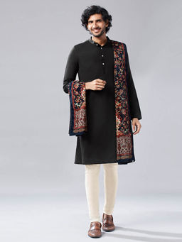 KISAH - Men Black Kurta Churidar (Set of 3)