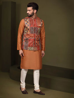 KISAH - Men Multi-Color Kurta Jacket Churidar Set (Set of 3)