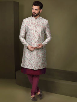 KISAH - Men Multi-Color Kurta Sherwani Churidar (Set of 3)