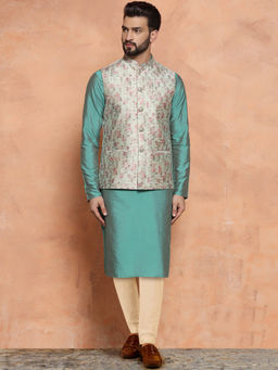 KISAH - Men Multi-Color Kurta Jacket Trouser Set (Set of 3)