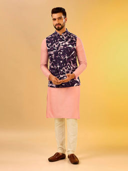 KISAH - Men Wine Kurta Jacket Trouser Set (Set of 3)