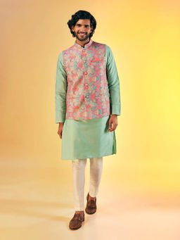 KISAH - Men Multi-Color Kurta Jacket Churidar Set (Set of 3)
