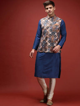 KISAH - Men Multi-Color Kurta Jacket Churidar Set (Set of 3)