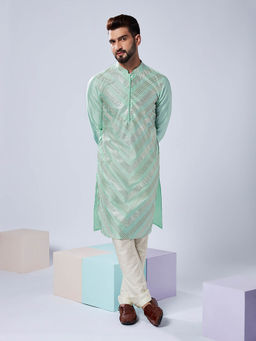 KISAH - Men Green Kurta Trousers (Set of 2)