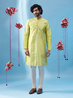 KISAH - Men Green Kurta Churidar (Set of 2)