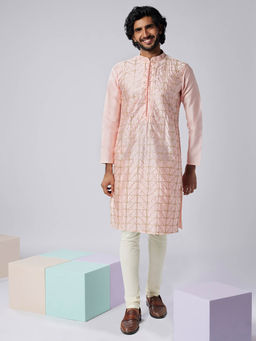 KISAH - Men Pink Kurta Churidar (Set of 2)