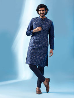 KISAH - Men Blue Kurta Trousers (Set of 2)