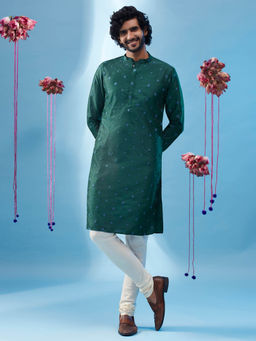 KISAH - Men Green Kurta Churidar (Set of 2)