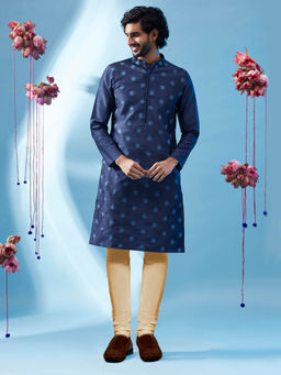KISAH - Men Blue Kurta Churidar (Set of 2)