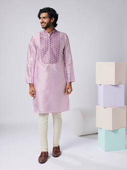 KISAH - Men Lavender Kurta Churidar (Set of 2)