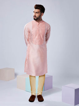 KISAH - Men Pink Kurta Churidar (Set of 2)