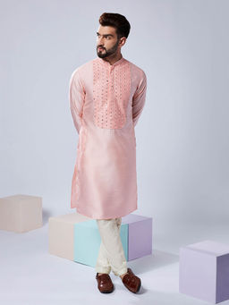 KISAH - Men Pink Kurta Trousers (Set of 2)