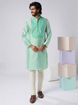 KISAH - Men Green Kurta Churidar (Set of 2)