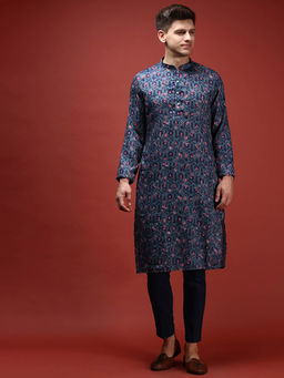 KISAH - Men Blue Kurta Trousers (Set of 2)