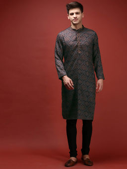 KISAH - Men Black Kurta Churidar (Set of 2)