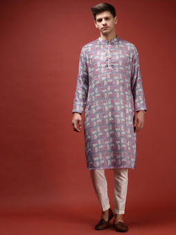 KISAH - Men Grey Kurta Trousers (Set of 2)