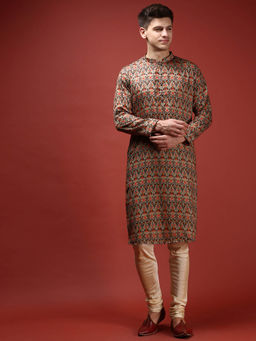 KISAH - Men Green Kurta Churidar (Set of 2)