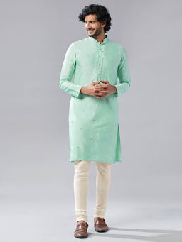 KISAH - Men Green Kurta Churidar (Set of 2)